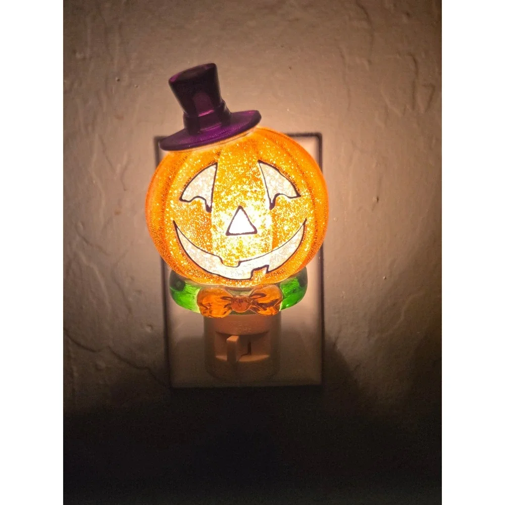 Halloween Pumpkin Jack O Lantern Night Light with Top Hat Bow Tie 5